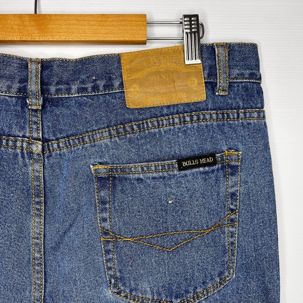 Bulls Head Junkyard Jeans Mens Straight Blue Denim Cotton size W38 - Picture 5 of 7